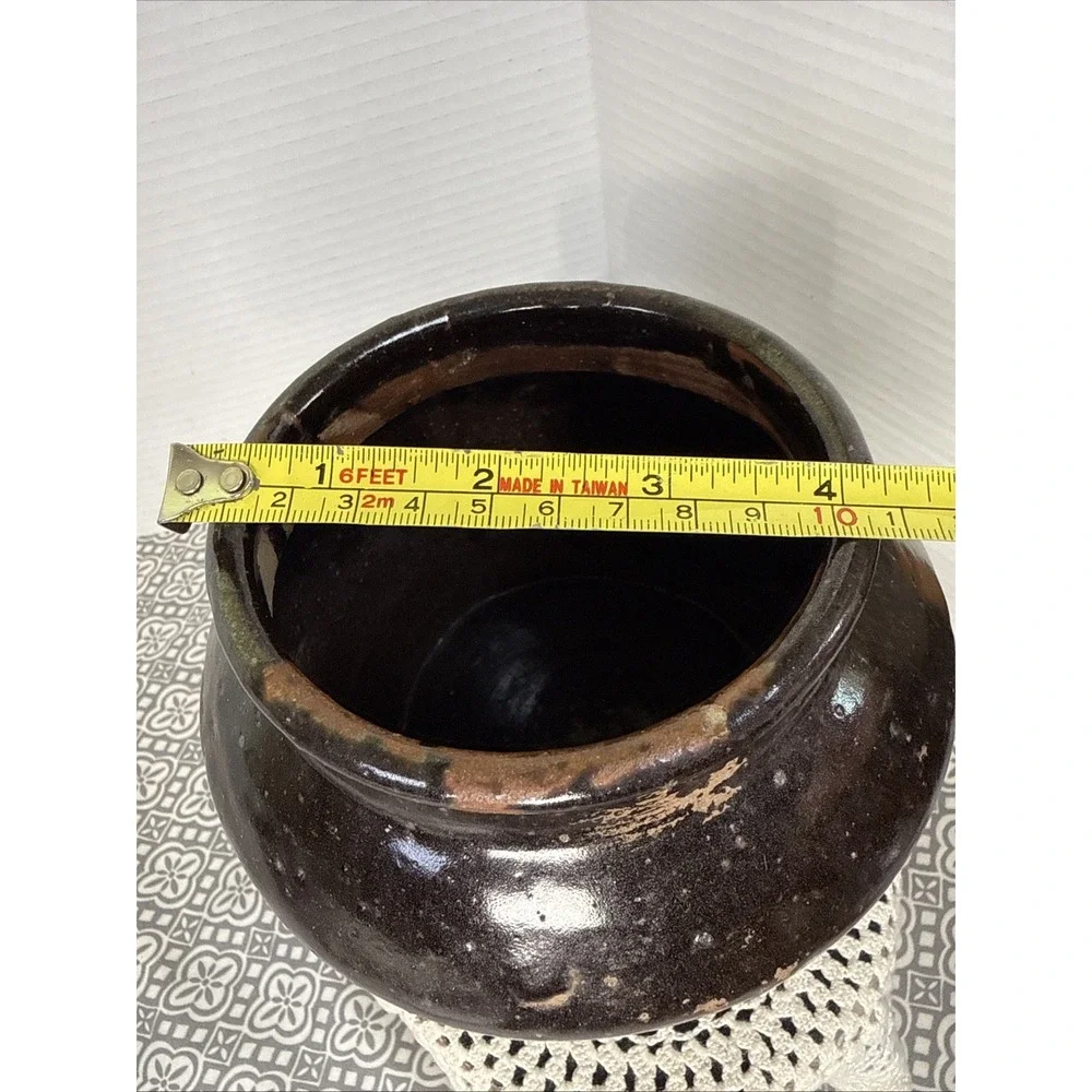 ANTQ.Chinese Stoneware Brown Glazed Pottery Storage Jar Similar To Soy Sauce Jug